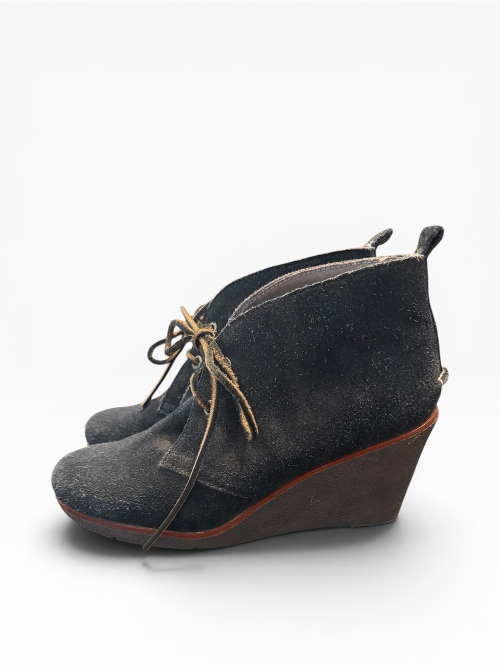 Sperry Harlow Wedge Heel Chukka Booties Womens Size 9M Navy Leather Ankle Lace